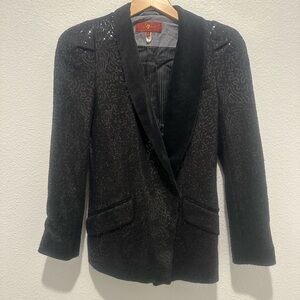 7 For All Mankind Black Sequin Blazer Size Small
